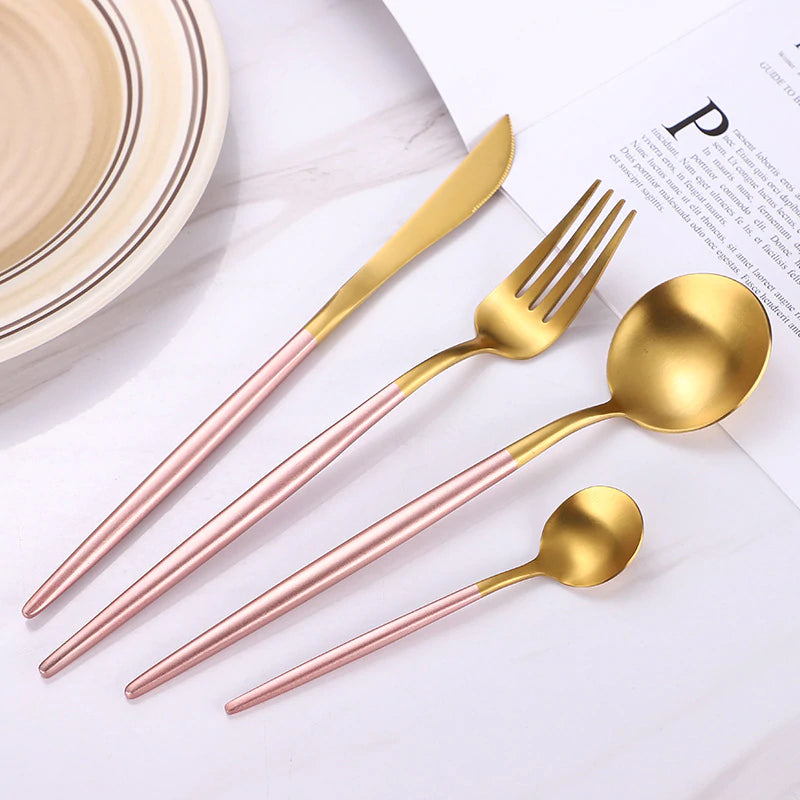 Napoli Flatware Sets pink gold