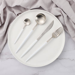 Napoli Flatware Sets white silver